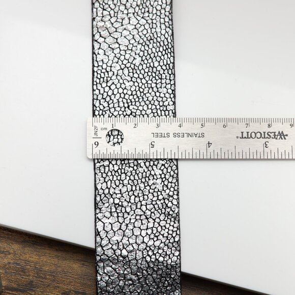 Silver Tone Choker Adjustable Length Fancy Texture Wide chokers (#78) - Picture 5 of 10